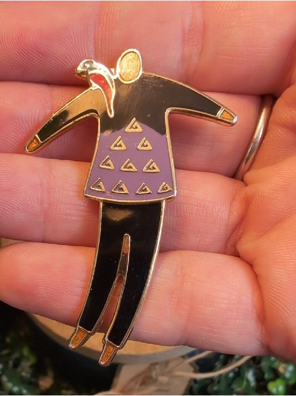 Laurel Burch Flying Friends Bird & Figure Brooch